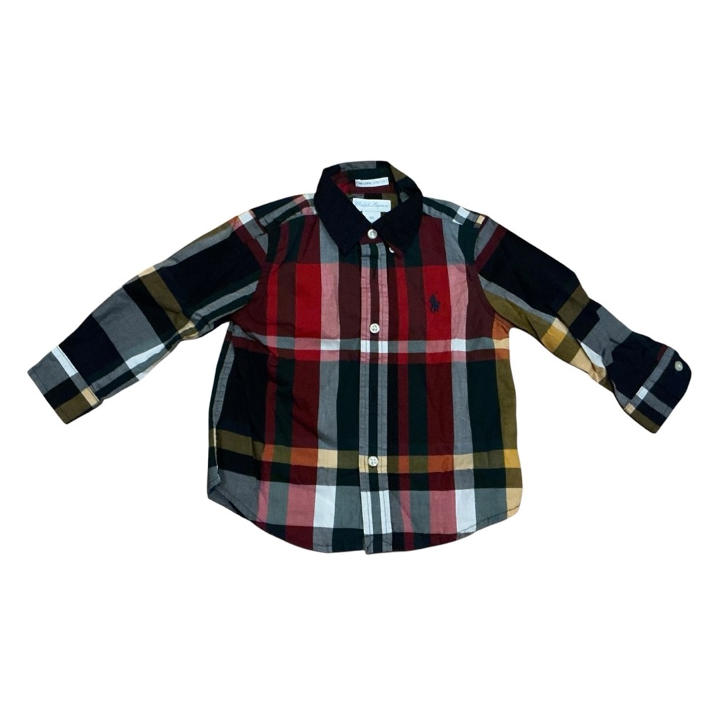 Vintage Ralph Lauren boys toddler plaid long sleeve button shirt 18 months